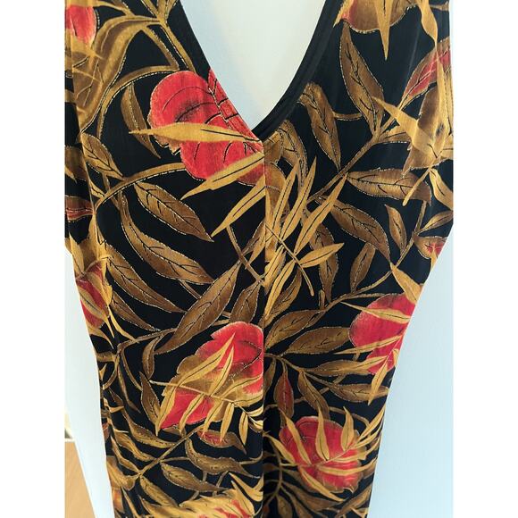 Jessica Howard Vtg Womens 10 Halter Long Dress Sheath Black Floral Party Resort - Picture 8 of 9